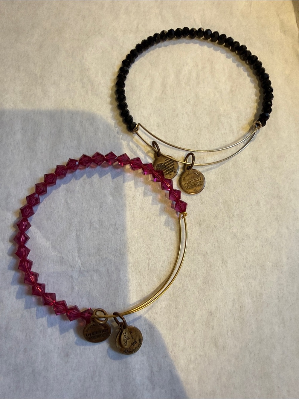 **2/$15 Alex and Ani Style Stackable Beaded Bangle Bracelet - Pink and Black